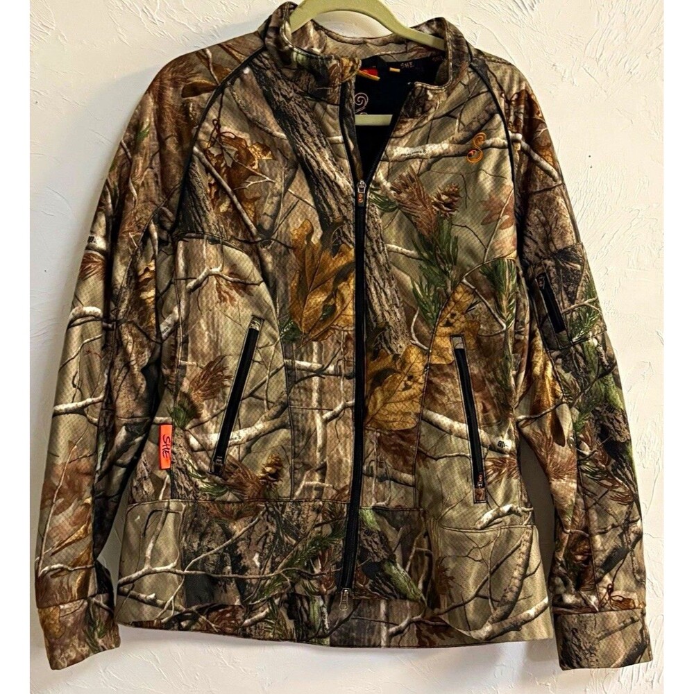 SHE Women's XL Camouflage Full Zip Hunting Jacket Pockets Polyester